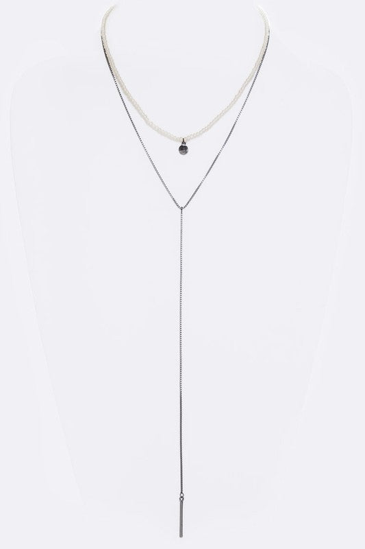 Mix Chain Disk Pendant Layered Necklace