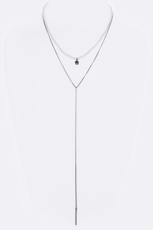Mix Chain Disk Pendant Layered Necklace