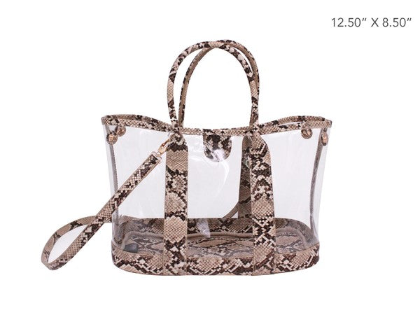 SNAKE TRIM CLEAR BAG - Ivy & Lane
