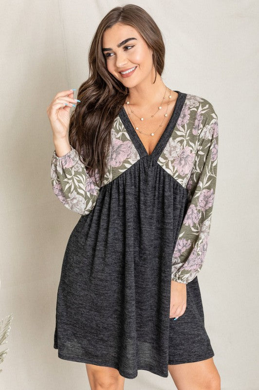 Floral V Neck Boho Dress - Ivy & Lane