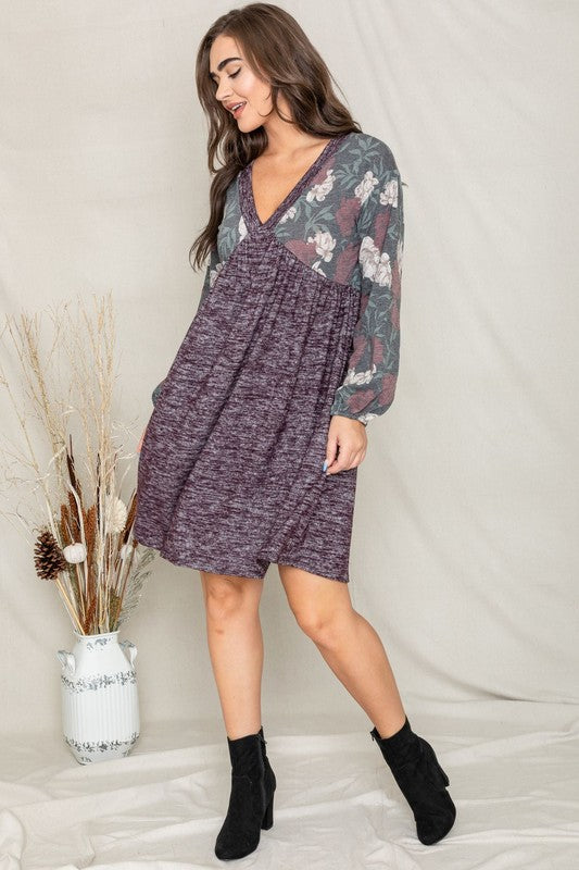 Floral V Neck Boho Dress - Ivy & Lane