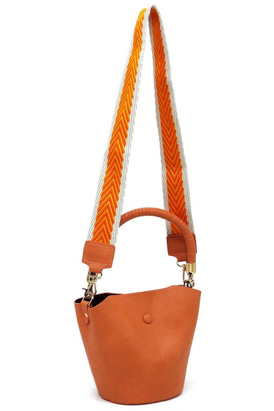 Fashion Bucket Crossbody Bag with Guitar Strap - Ivy & Lane
