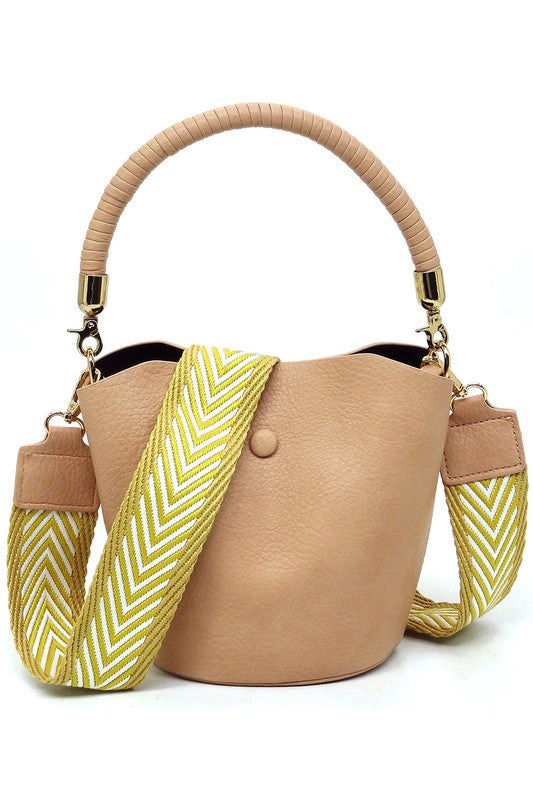 Fashion Bucket Crossbody Bag with Guitar Strap - Ivy & Lane
