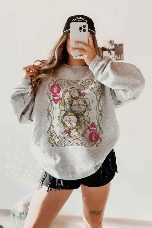 WESTERN QUEEN OF HEARTS GRAPHIC SWEATSHIRT