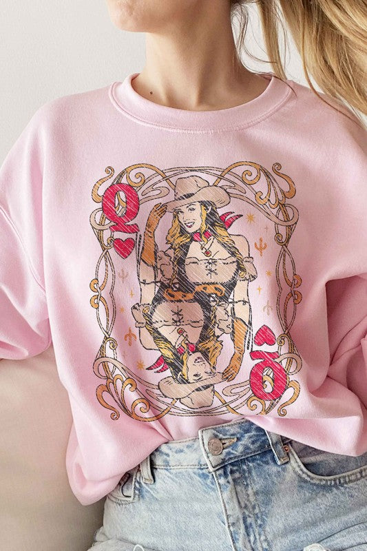 WESTERN QUEEN OF HEARTS GRAPHIC SWEATSHIRT