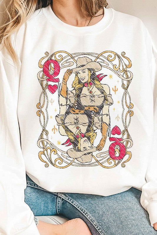 WESTERN QUEEN OF HEARTS GRAPHIC SWEATSHIRT