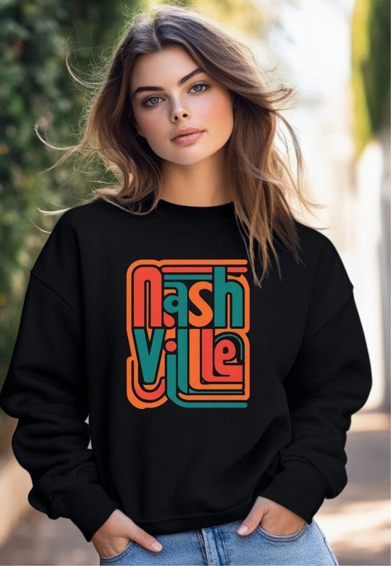 Colorful Nashville Cozy Crewneck Sweatshirt Plus Size