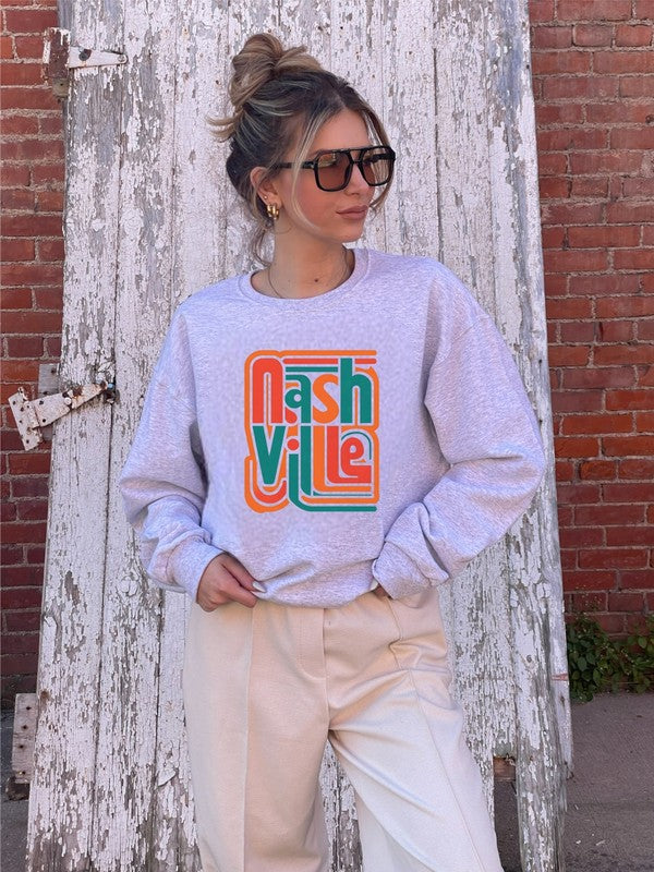 Colorful Nashville Cozy Crewneck Sweatshirt Plus Size