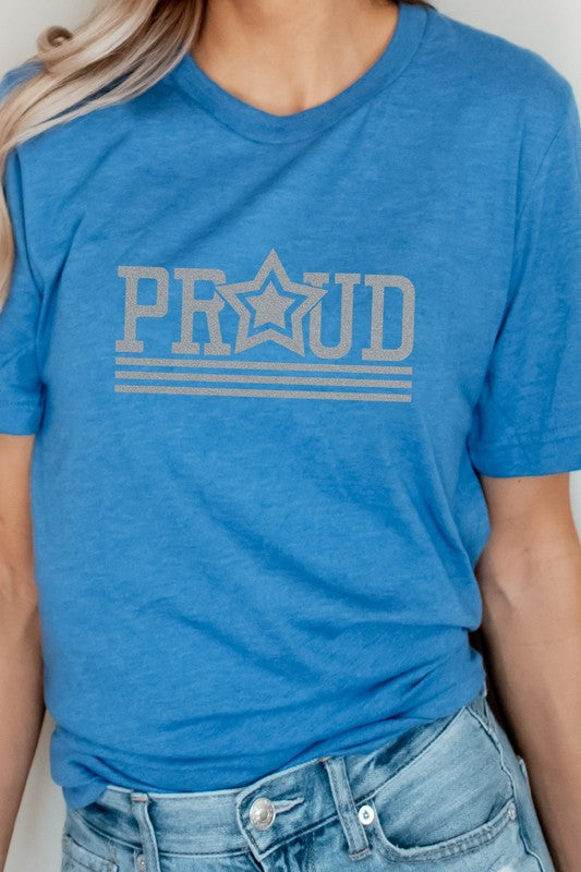 Proud Patriotic Star July Fourth Graphic Tee