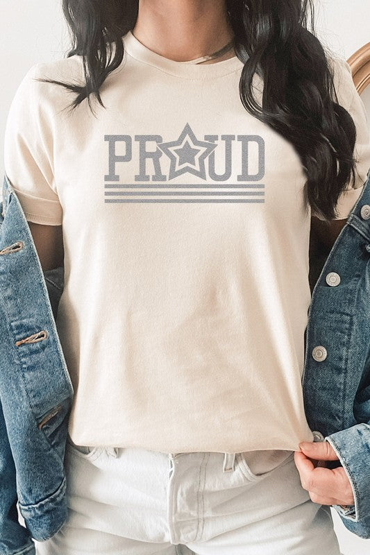 Proud Patriotic Star July Fourth Graphic Tee