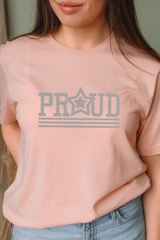 Proud Patriotic Star July Fourth Graphic Tee