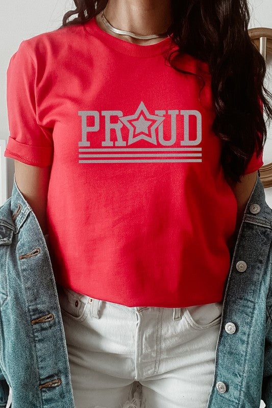 Proud Patriotic Star July Fourth Graphic Tee