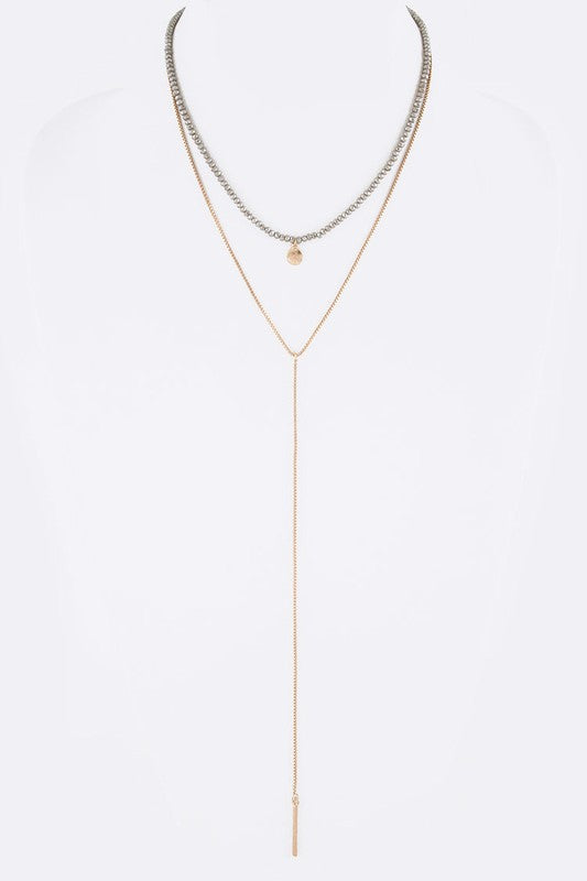 Mix Chain Disk Pendant Layered Necklace