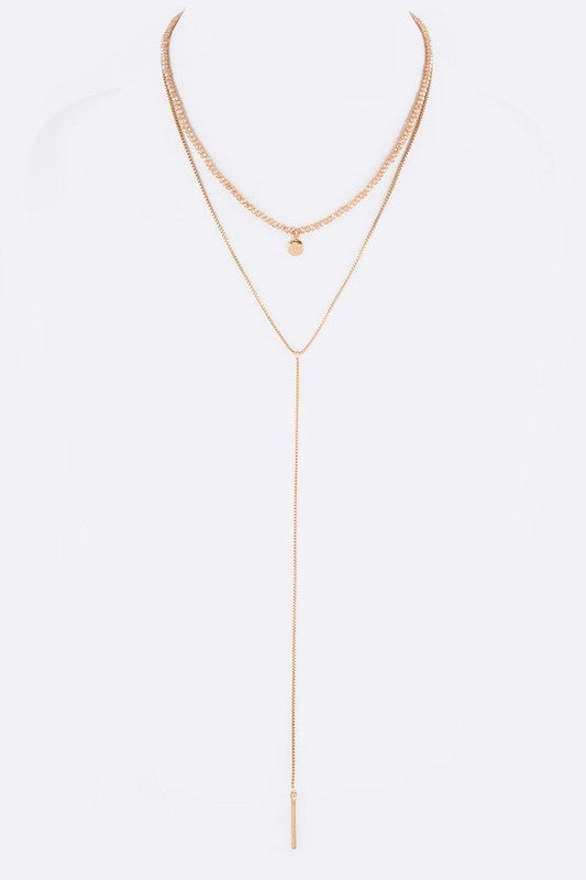 Mix Chain Disk Pendant Layered Necklace