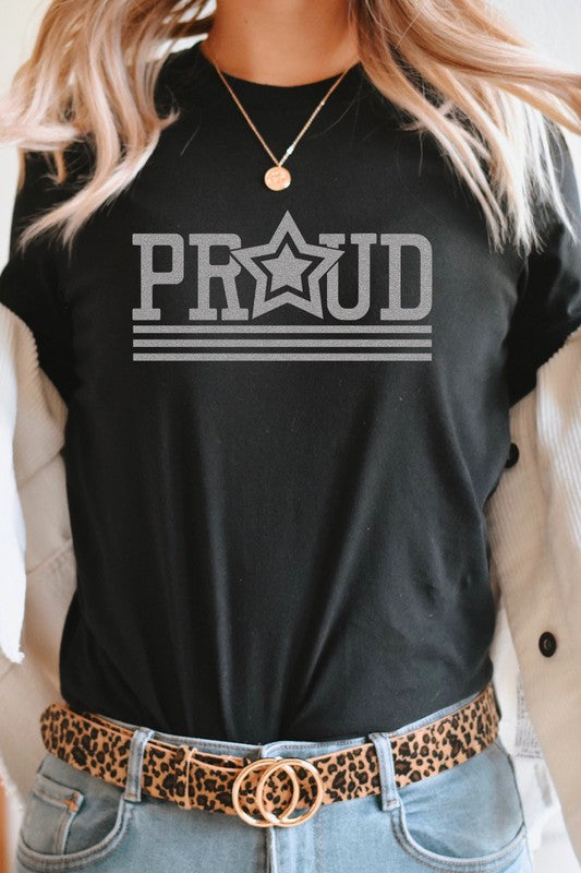 Proud Patriotic Star July Fourth Graphic Tee