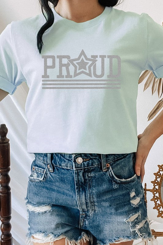 Proud Patriotic Star July Fourth Graphic Tee