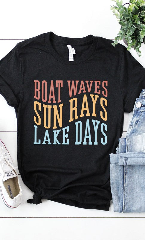 Boat Waves Sun Rays and Lake Days Graphic Tee