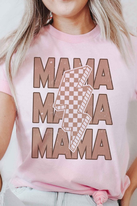 CHECKERED LIGHTNING MAMA Graphic Tee