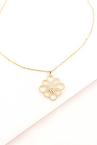 Floral Outline Pendant Necklace