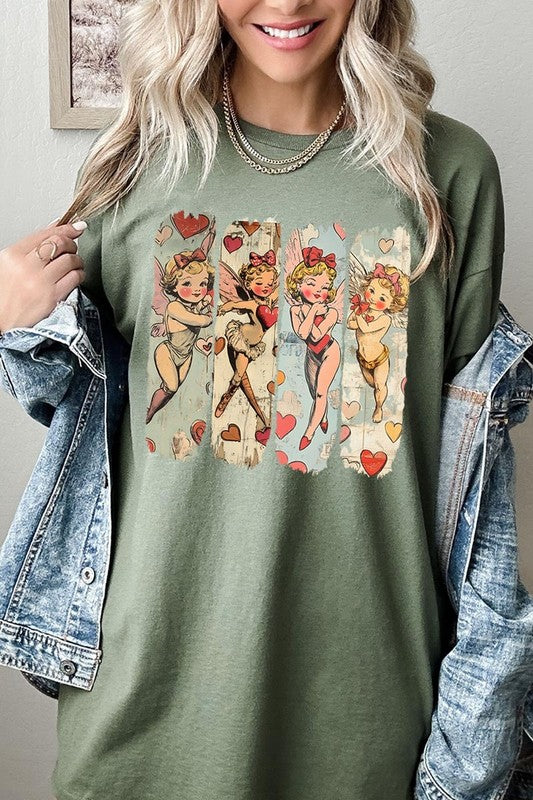 Retro Cupid Graphic Plus Heavy Cotton Tee