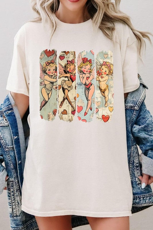 Retro Cupid Graphic Plus Heavy Cotton Tee