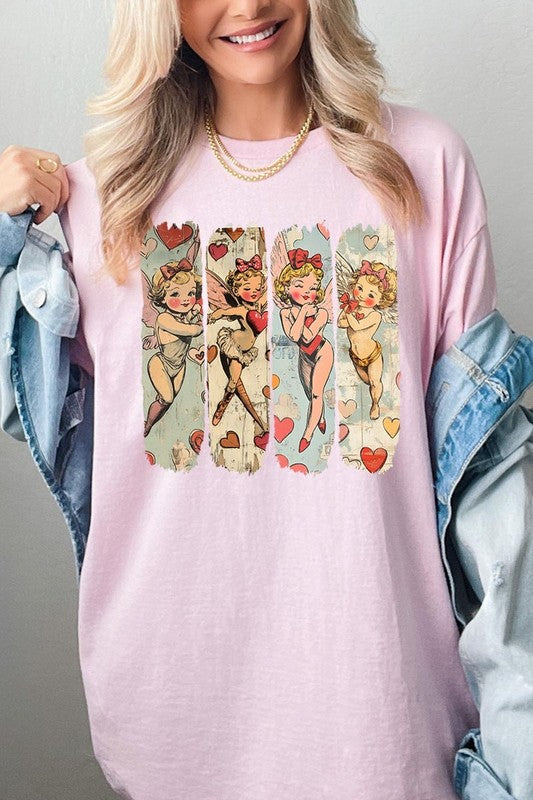 Retro Cupid Graphic Plus Heavy Cotton Tee