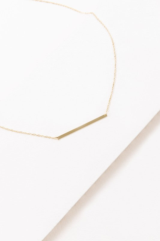 Modern Minimalist Bar Necklace 14K - Ivy & Lane