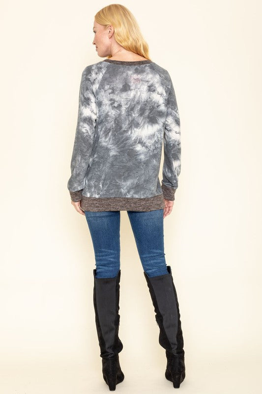 Tie Dye Raglan Two Tone Tunic