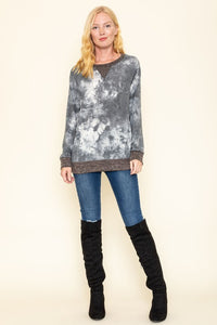 Tie Dye Raglan Two Tone Tunic