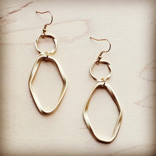 Matte Gold Hoop Earrings with Oval Hoop Dangle - Ivy & Lane