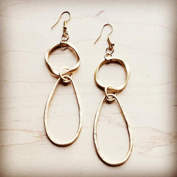 Matte Gold Hoop Earrings with Oval Hoop Dangle - Ivy & Lane