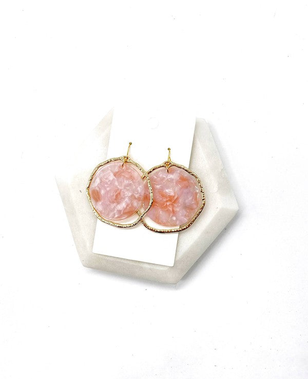 Pink Disc Acrylic Chandelier Earrings - Ivy & Lane