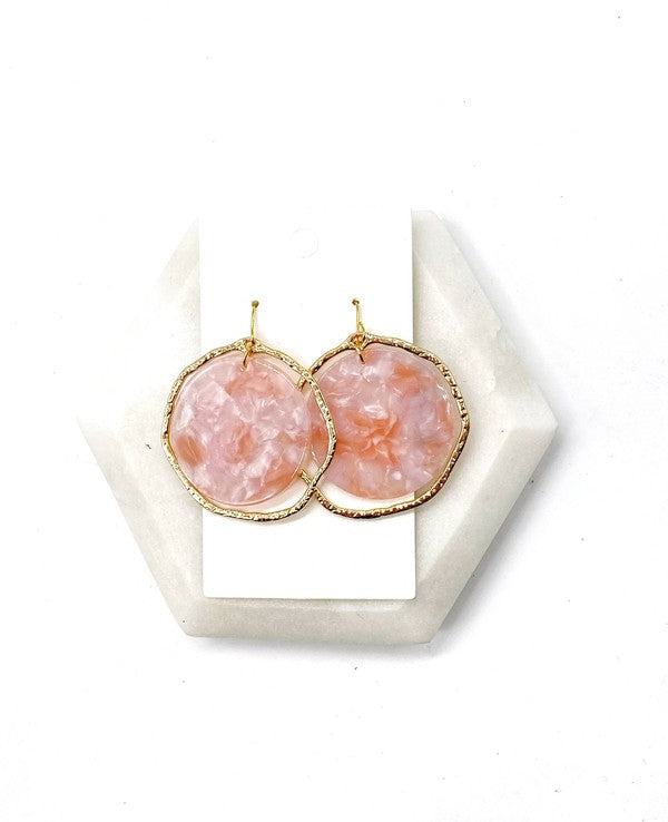 Pink Disc Acrylic Chandelier Earrings - Ivy & Lane