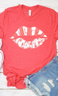 White Stars & pink stripes lips PLUS graphic tee