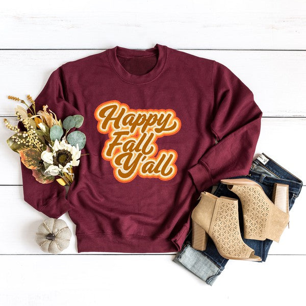 Retro Happy Fall Y'all Graphic Sweatshirt - Ivy & Lane