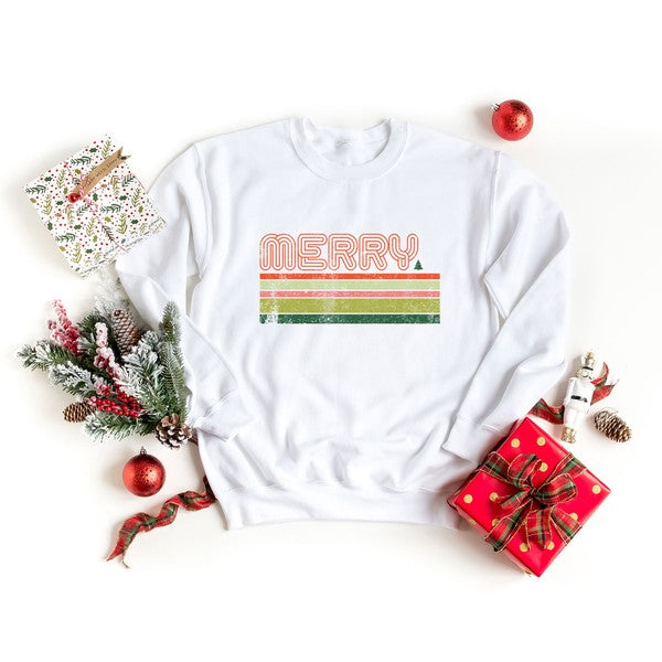 Retro Merry Stripes Graphic Sweatshirt - Ivy & Lane