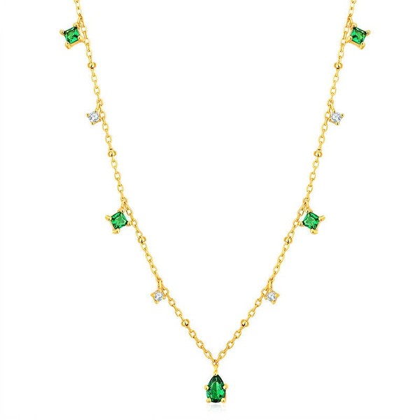 14K Gold Emerald Necklace