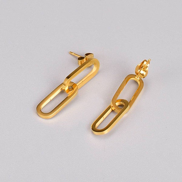 18K Gold Double Chain Earring