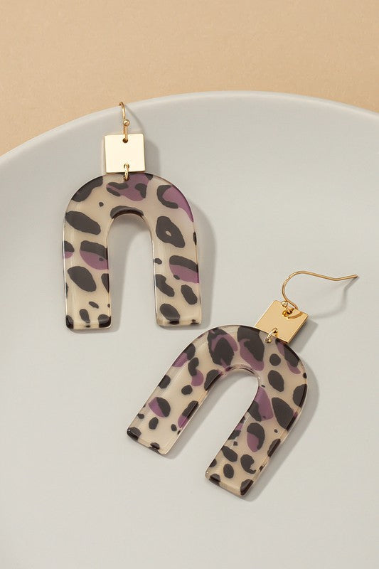 Animal print arch drop earrings - Ivy & Lane