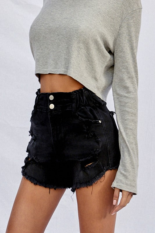 Frayed Black Shorts