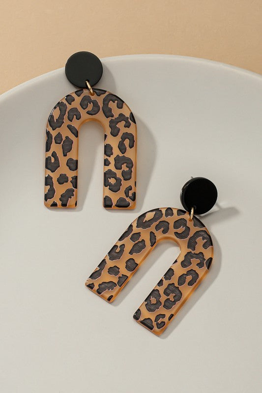 Embossed animal print arch drop earrings - Ivy & Lane