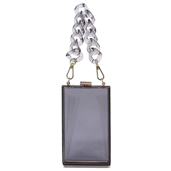 Acrylic Chain Handle See Thru Crossbody Clutch