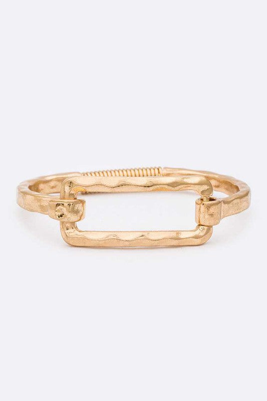 Spring Type Bangle Rectangle Hammered Spring Bangle – Ivy & Lane