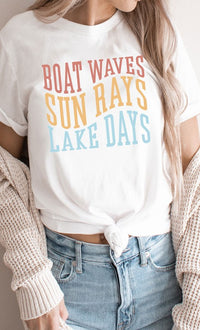 Boat Waves Sun Rays and Lake Days Graphic Tee