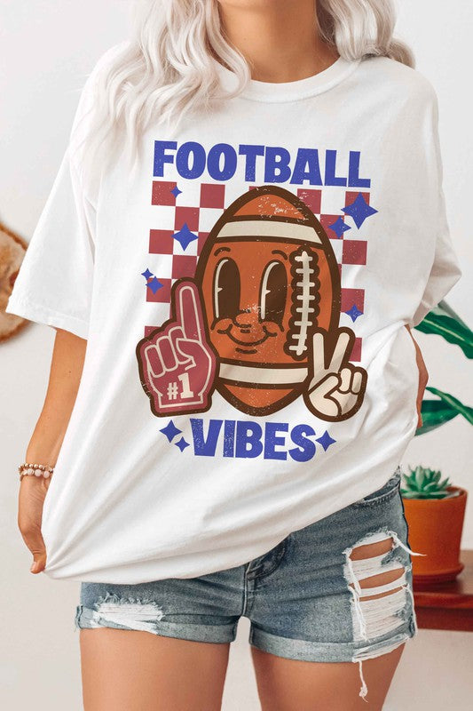 FOOTBALL VIBES HAPPY FACE GRAPHIC TEE