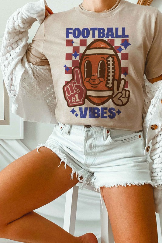 FOOTBALL VIBES HAPPY FACE GRAPHIC TEE