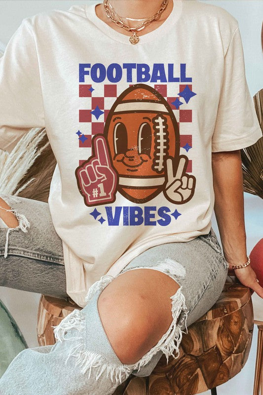 FOOTBALL VIBES HAPPY FACE GRAPHIC TEE