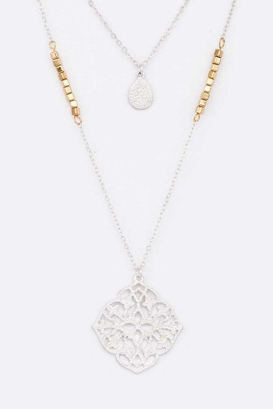 Filigree Pendant Layer Necklace