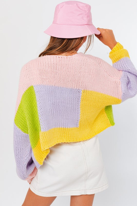 Color Block Sweater Cardigan - Ivy & Lane