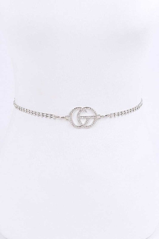 CG Logo Rhinestone Dainty Chain Belt